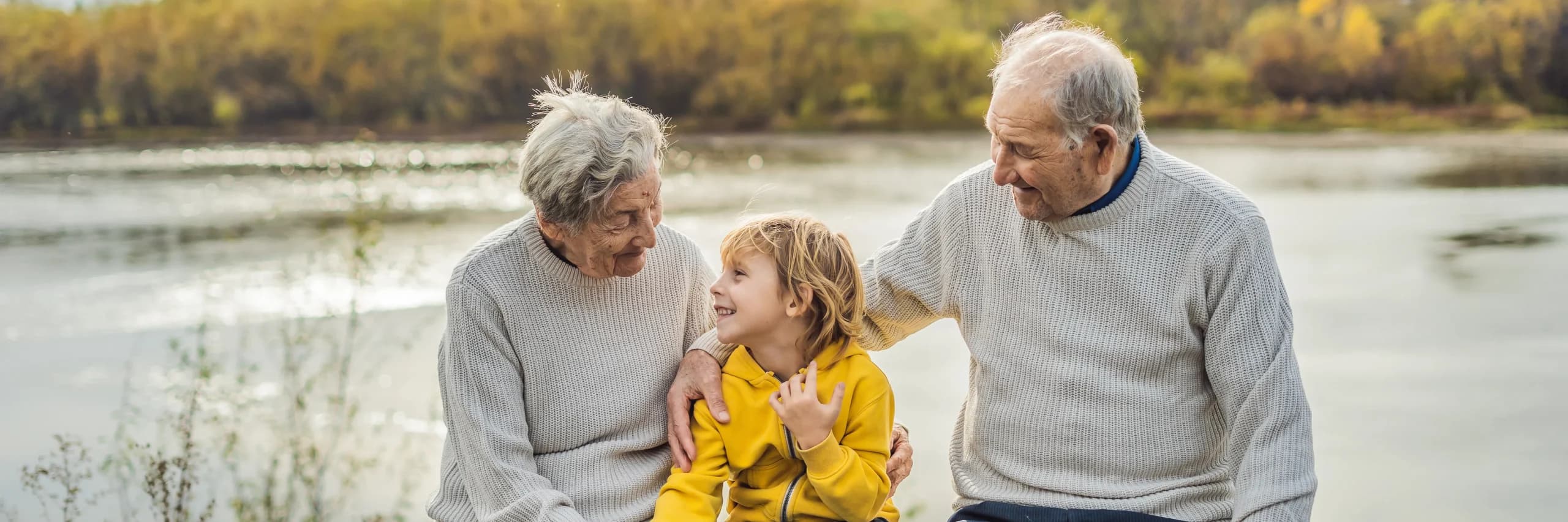 Grandparents spending time with a grandchild