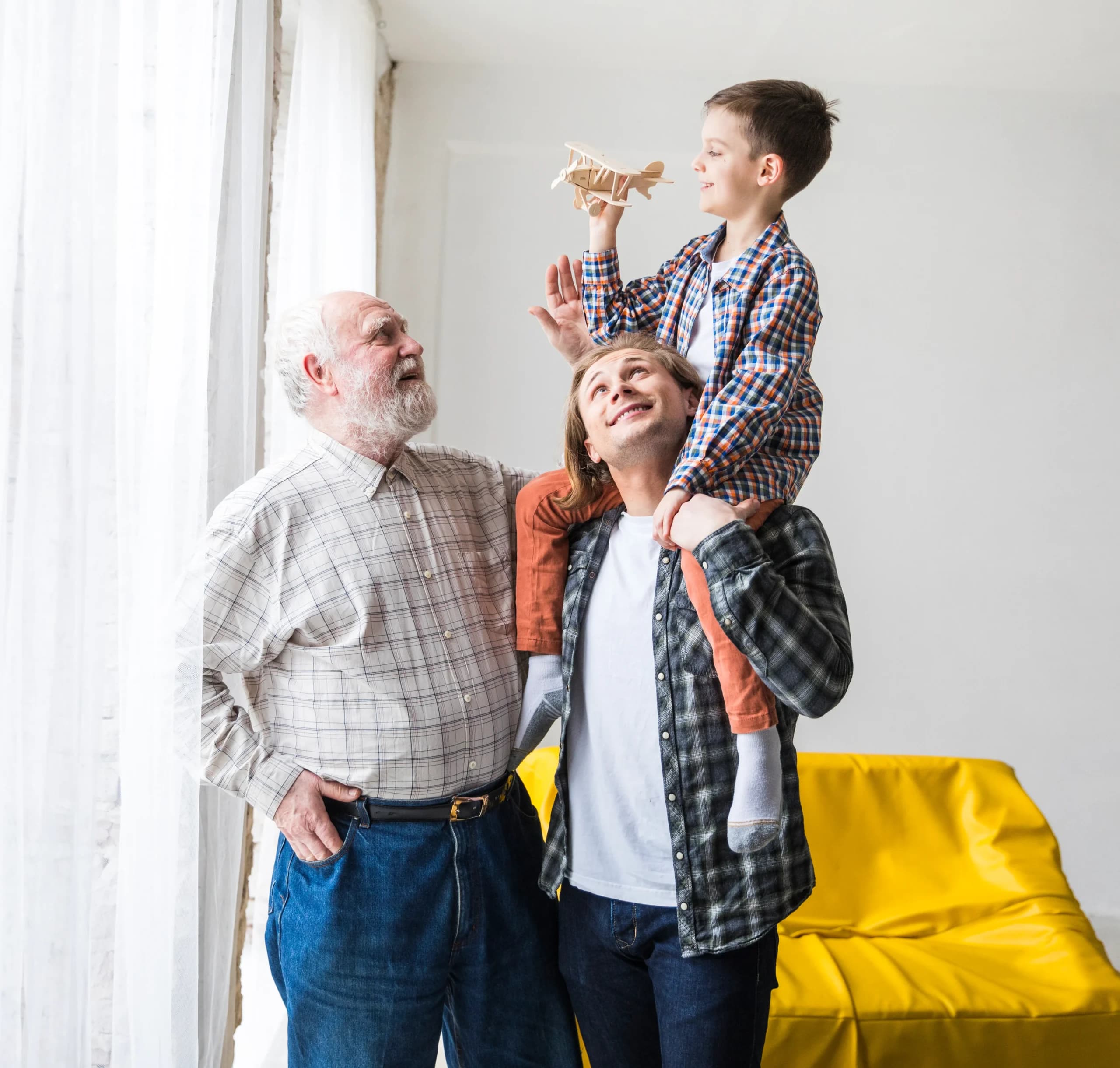 A family enjoying time together at home